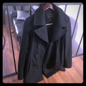 Black wool pea coat. “ like new “ Worn once “